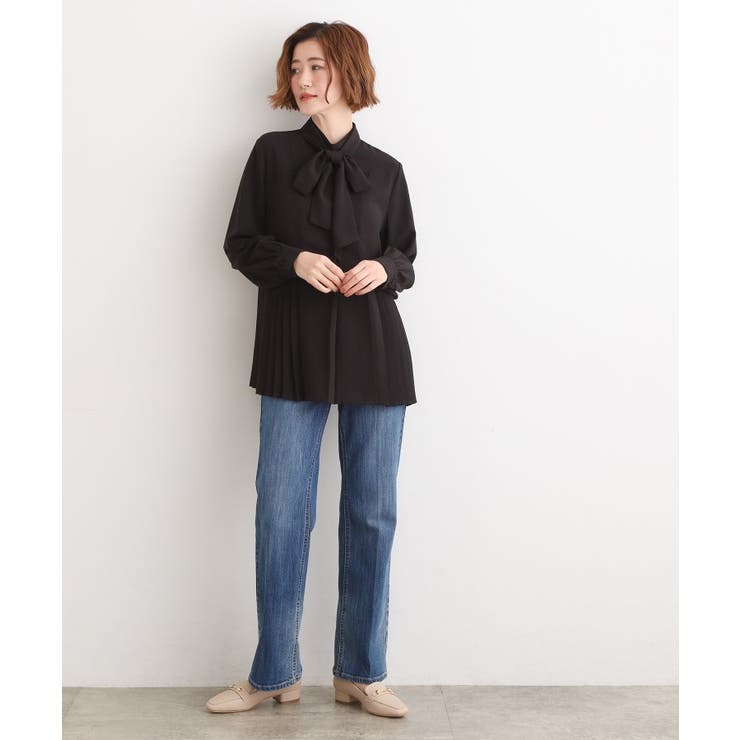 【マシンウォッシュ/防シワ/UVカット】裾プリーツ取り外しボウタイブラウス | grove | 詳細画像16 