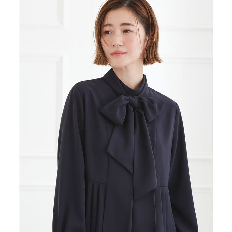 【マシンウォッシュ/防シワ/UVカット】裾プリーツ取り外しボウタイブラウス | grove | 詳細画像18 