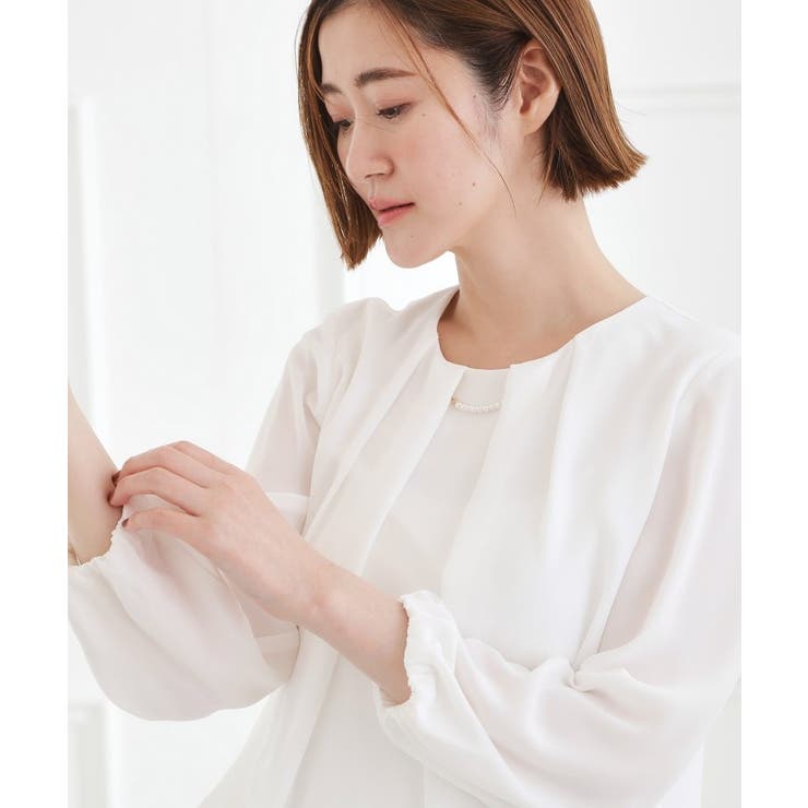 【手洗いOK】パーツ付き裾バルーンブラウス | grove | 詳細画像1 