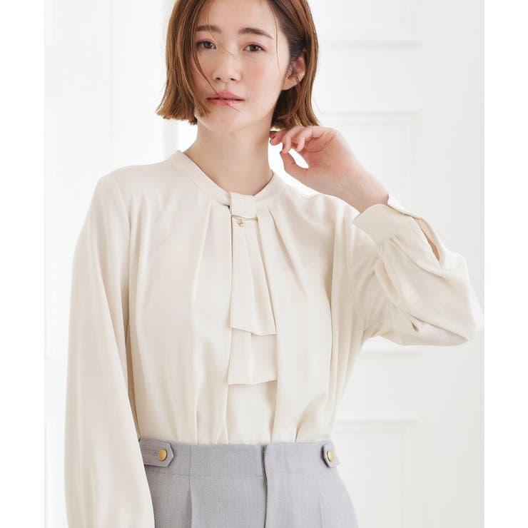 【マシンウォッシュ/防シワ/UVカット】ボウタイブラウス【マルチWAY】 | grove | 詳細画像1 