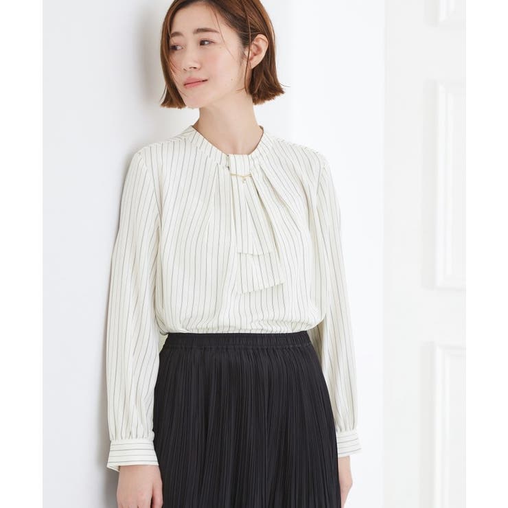 オフホワイト(103) | 【マシンウォッシュ/防シワ/UVカット】ボウタイブラウス【マルチWAY】 | grove