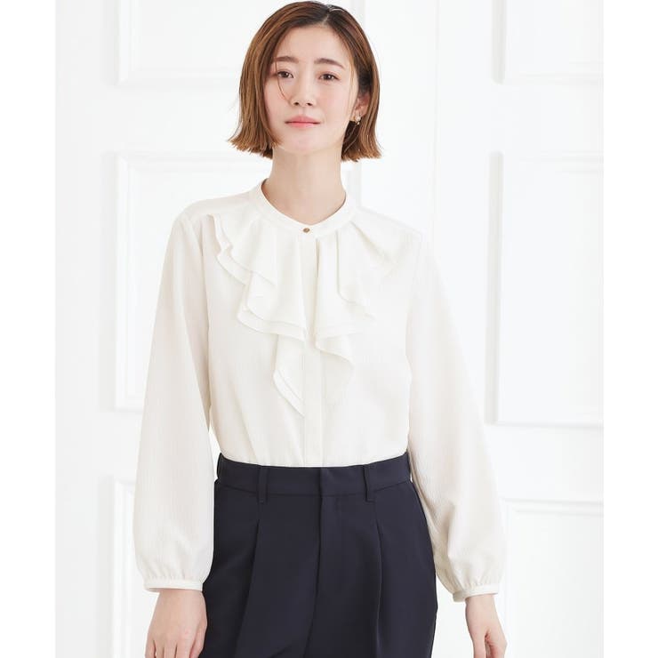 【手洗いOK】フロントラッフルフリルブラウス | grove | 詳細画像2 