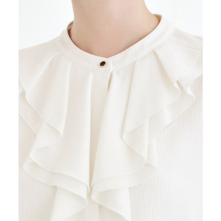 【手洗いOK】フロントラッフルフリルブラウス | grove | 詳細画像12 