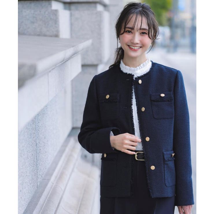 【ハレの日 通勤】きちんとからカジュアルまで着回せる、ミドル丈ツイードジャケット | grove | 詳細画像2 