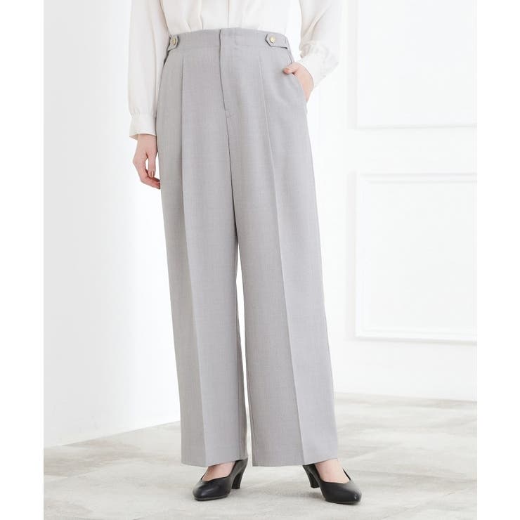 グレー(012) | 【マシンウォッシュ/防シワ/S-3L】着回しできるカセット服ワイドパンツ | grove