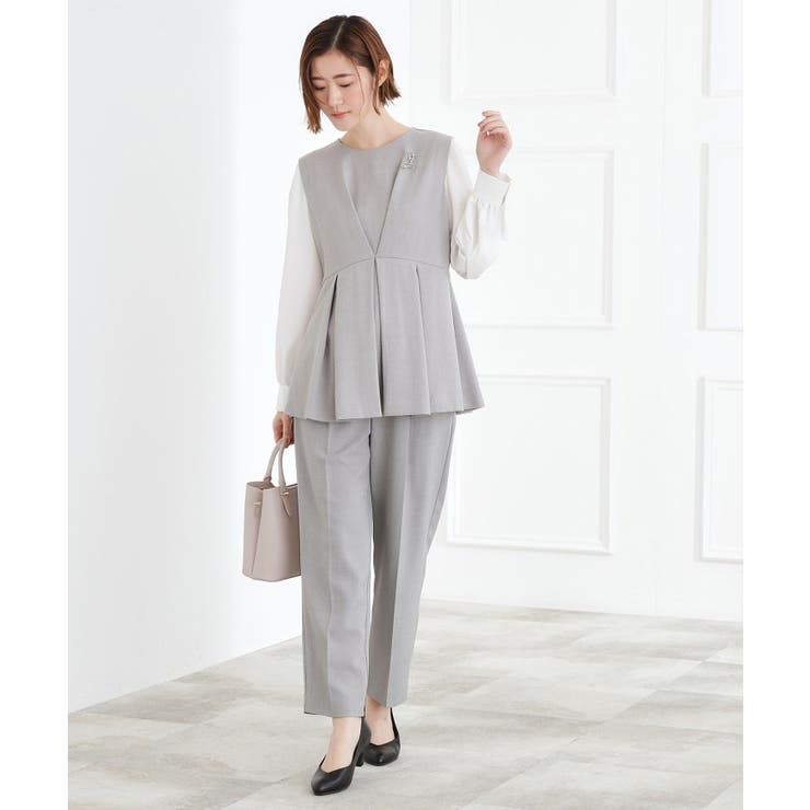 【マシンウォッシュ/防シワ】袖ドッキングペプラムブラウス【着回しカセット】 | grove | 詳細画像5 