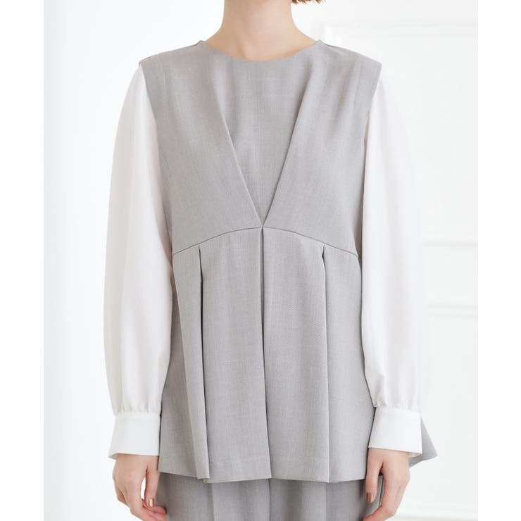 【マシンウォッシュ/防シワ】袖ドッキングペプラムブラウス【着回しカセット】 | grove | 詳細画像11 