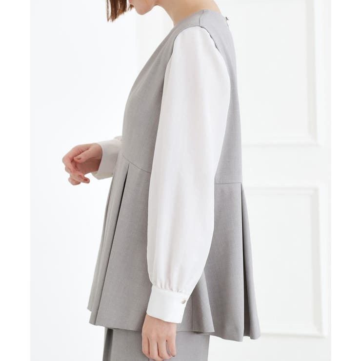 【マシンウォッシュ/防シワ】袖ドッキングペプラムブラウス【着回しカセット】 | grove | 詳細画像12 