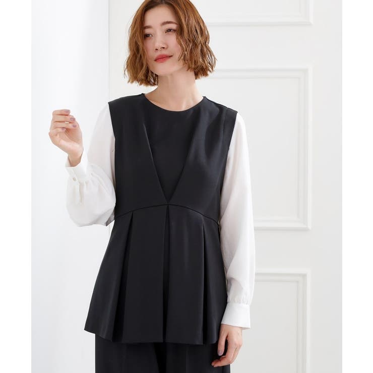 【マシンウォッシュ/防シワ】袖ドッキングペプラムブラウス【着回しカセット】 | grove | 詳細画像7 