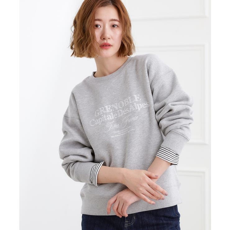 グレー(012) | プレッピーロゴ裏起毛スウェット | grove