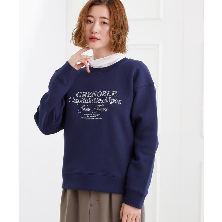 ネイビー(094) | プレッピーロゴ裏起毛スウェット | grove