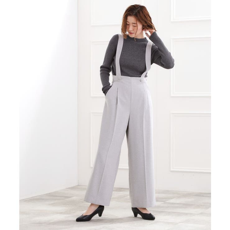 ショルダーストラップツイードパンツ | grove | 詳細画像1 