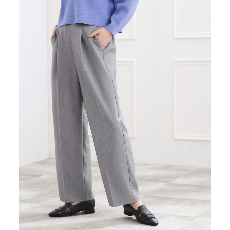 グレー(012) | スタイリングが上品に決まる、ウールライクワイドパンツ | grove