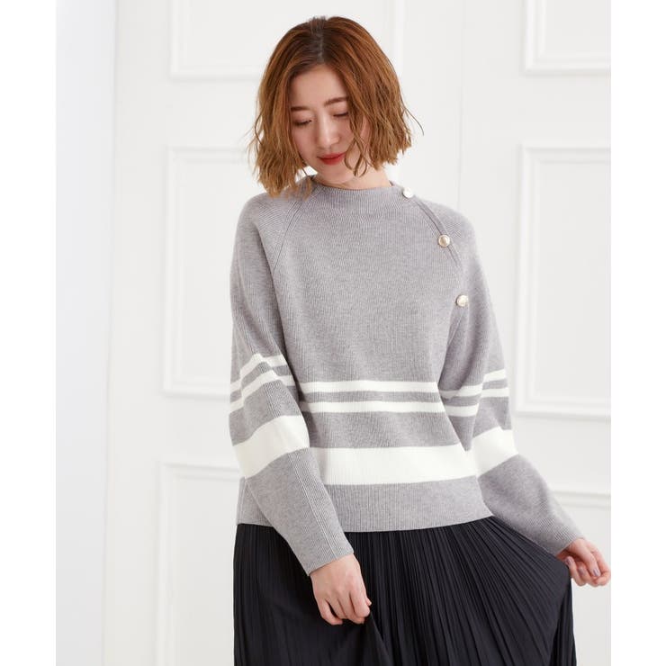 ラグランスリーブ肩釦ニット | grove | 詳細画像19 