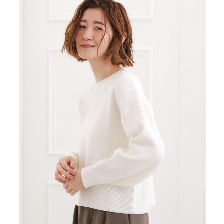オフホワイト(003) | 毎日着たくなる、もちもち畦編みニット | grove