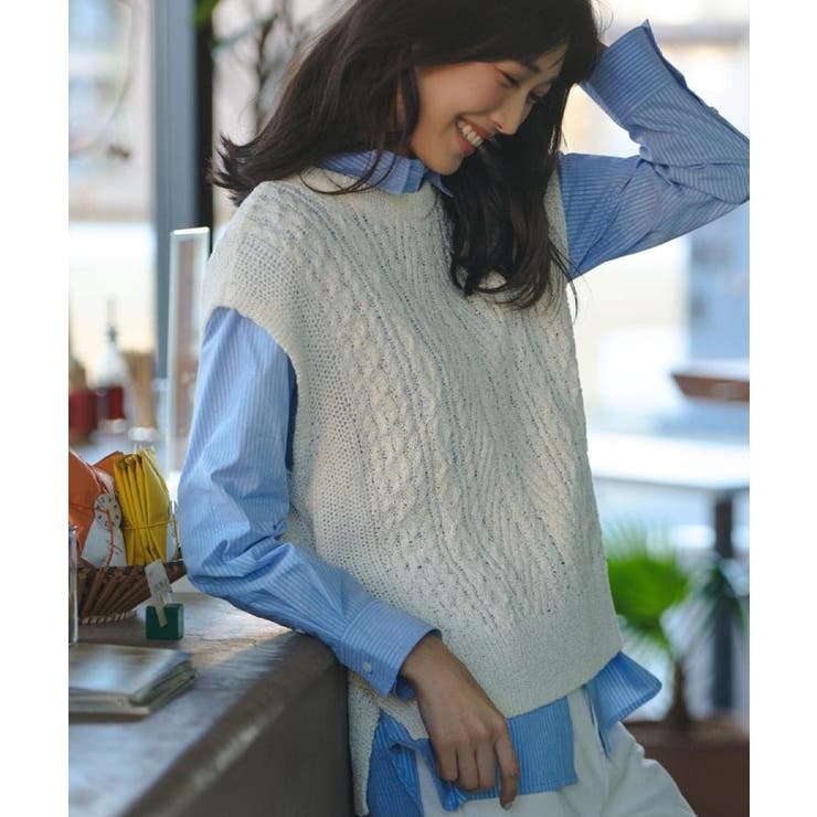 リリヤーンケーブル ニットベスト | grove | 詳細画像1 