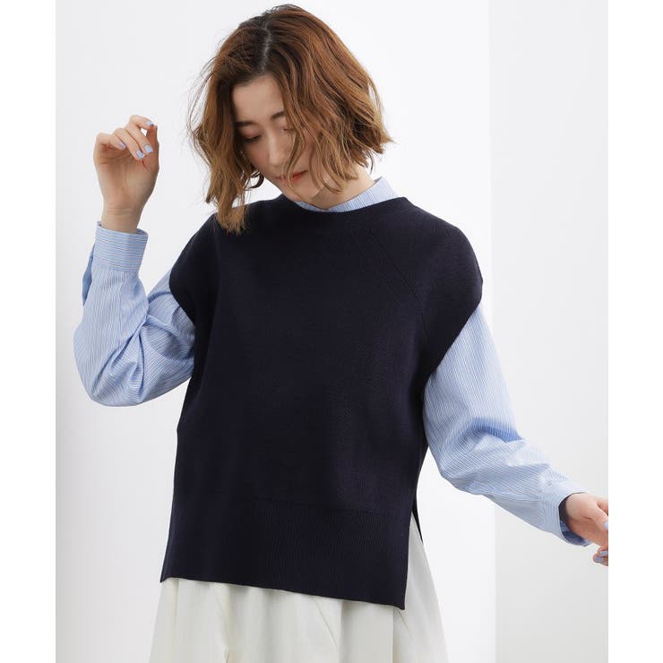 【2点SET】一枚でコーデが決まる！ニットベスト×シャツSET | grove | 詳細画像15 