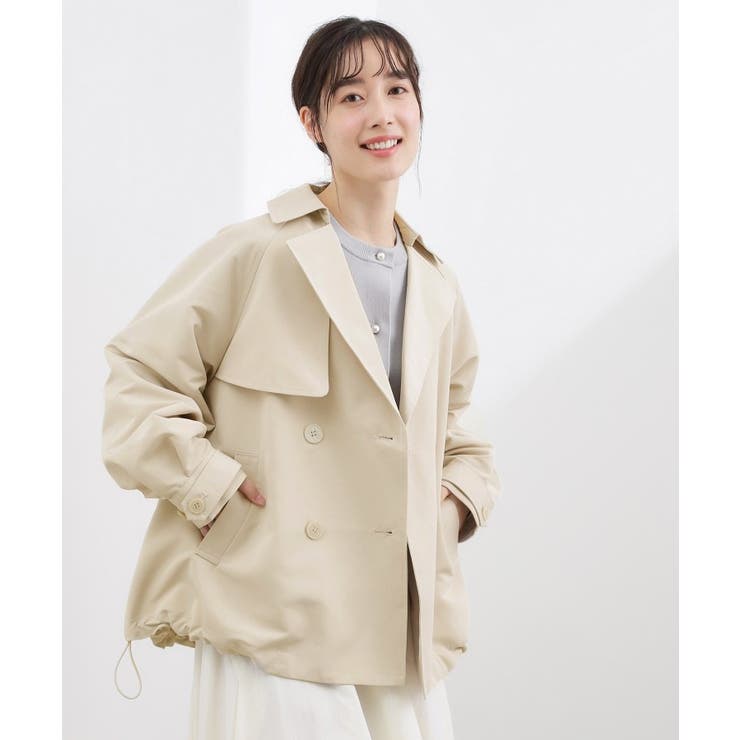 ライトベージュ(050) | 【撥水／シルエット2WAY】軽やかミドルトレンチコート | grove