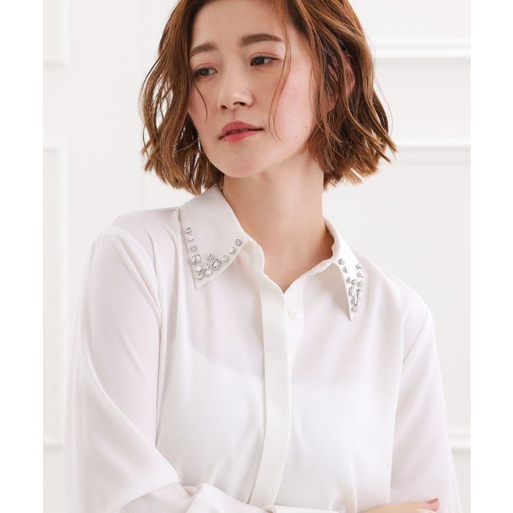 ビジューカラー とろみシャツ | grove | 詳細画像4 