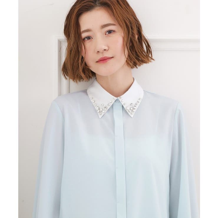 ビジューカラー とろみシャツ | grove | 詳細画像8 