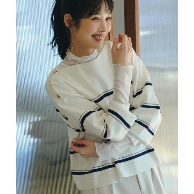 【おうちで洗える】顔周りすっきり、ボートネックニット | grove | 詳細画像1 