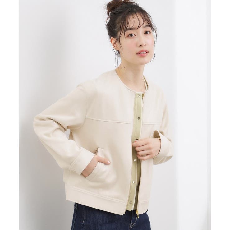 スエードライク ノーカラーブルゾン | grove | 詳細画像2 
