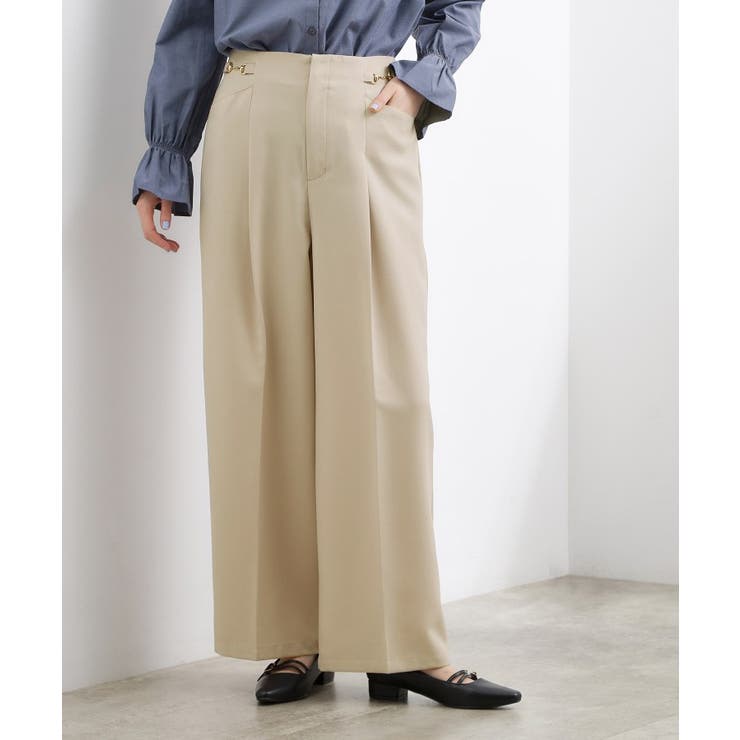 シンプルを品よく格上げ サイドビットワイドパンツ | grove | 詳細画像5 