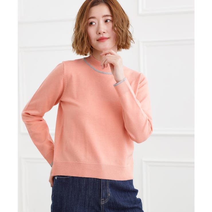 ライトピンク(870) | バイカラーハイネックニット | grove