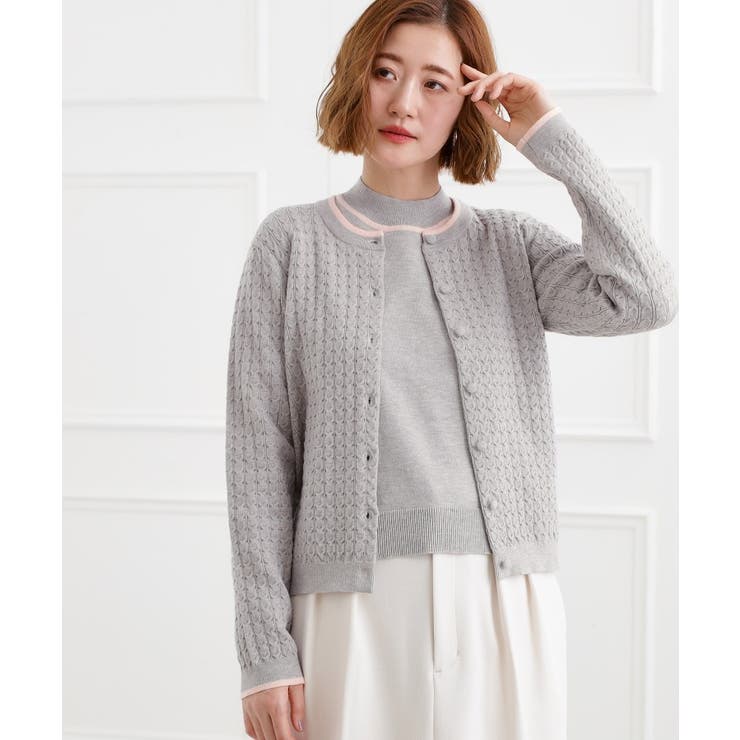 グレー(012) | ミニケーブルクルーネックカーディガン | grove