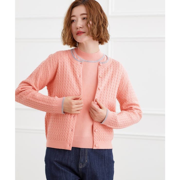 ライトピンク(870) | ミニケーブルクルーネックカーディガン | grove