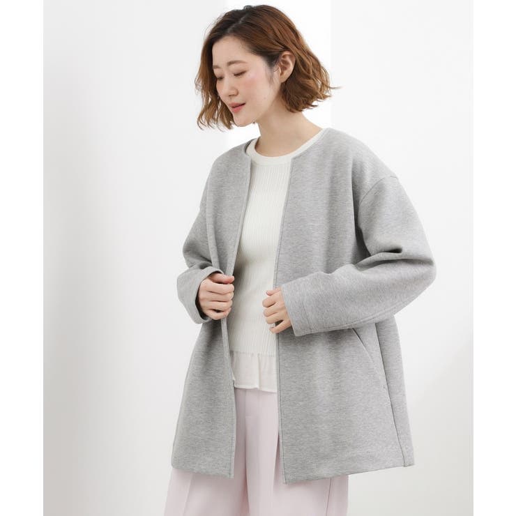 ダンボールジャージ ノーカラーミドルコート | grove | 詳細画像2 