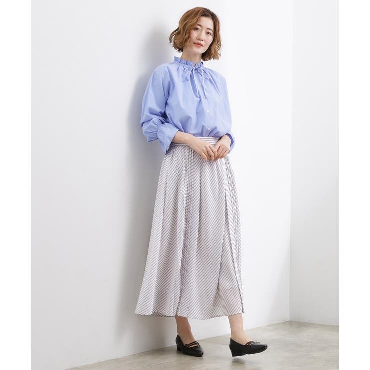 動くたびに表情が生まれる 軽やかストライププリーツスカート | grove | 詳細画像2 