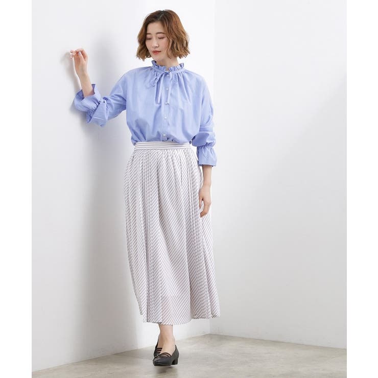 動くたびに表情が生まれる 軽やかストライププリーツスカート | grove | 詳細画像3 