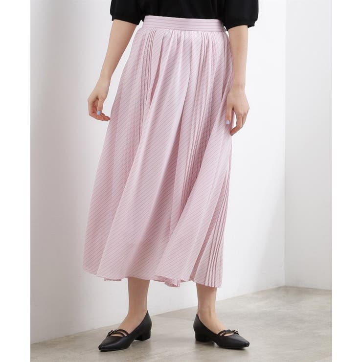 動くたびに表情が生まれる 軽やかストライププリーツスカート | grove | 詳細画像5 