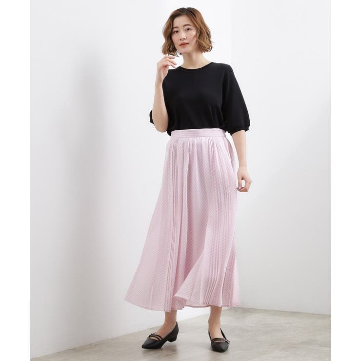 動くたびに表情が生まれる 軽やかストライププリーツスカート | grove | 詳細画像6 