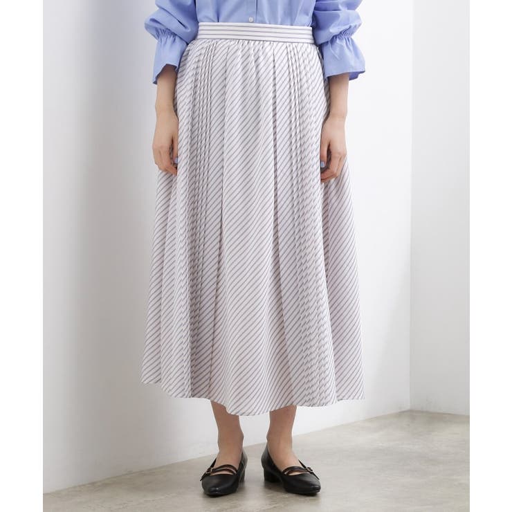 動くたびに表情が生まれる 軽やかストライププリーツスカート | grove | 詳細画像14 