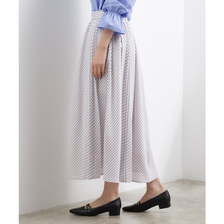 動くたびに表情が生まれる 軽やかストライププリーツスカート | grove | 詳細画像15 