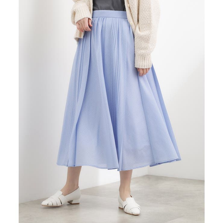 動くたびに表情が生まれる 軽やかストライププリーツスカート | grove | 詳細画像10 