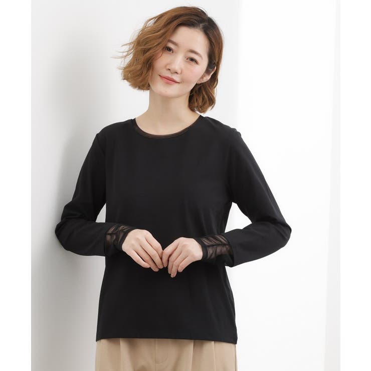 ブラック(019) | シアーレイヤードスリーブロンT | grove