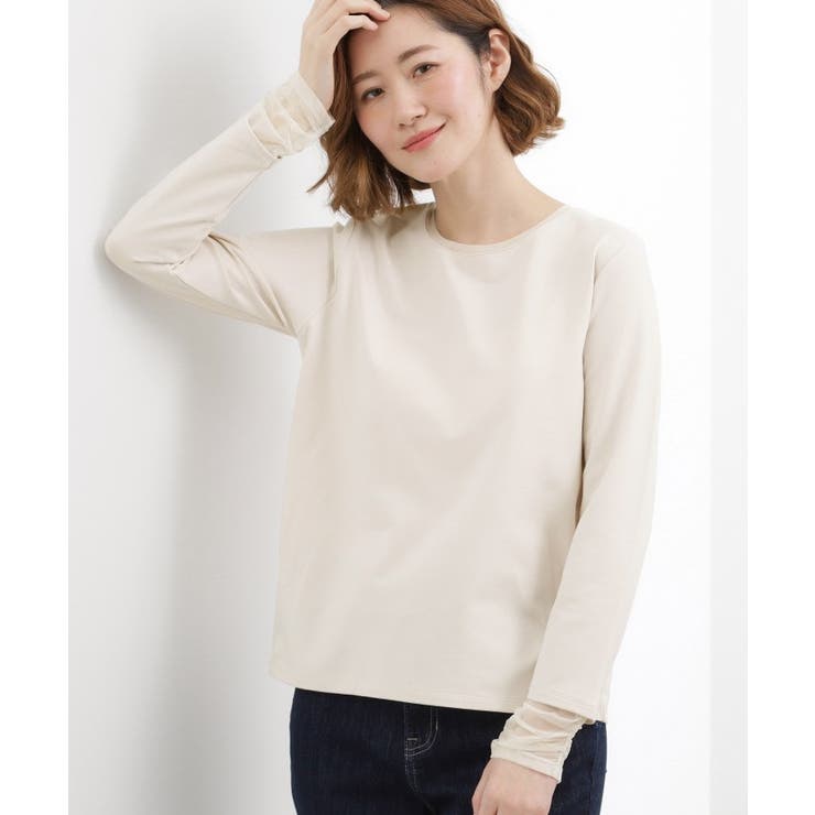 ライトベージュ(051) | シアーレイヤードスリーブロンT | grove