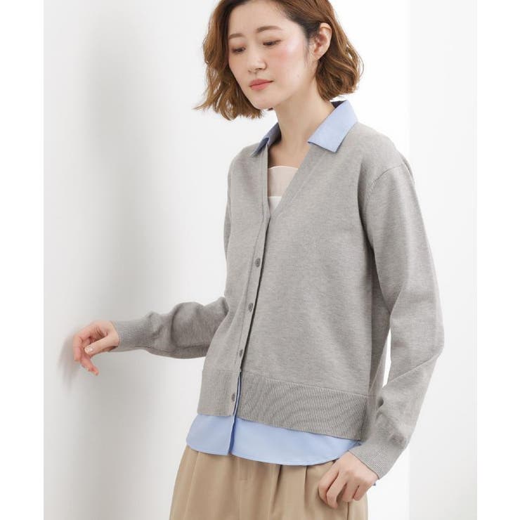 グレー(012) | シャツドッキング ニットカーディガン | grove