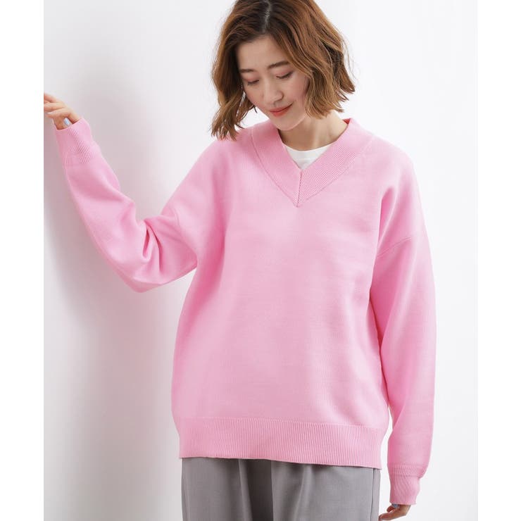 ラフさときれいめを両立する、大人のスウェットライクVネックニット | grove | 詳細画像7 