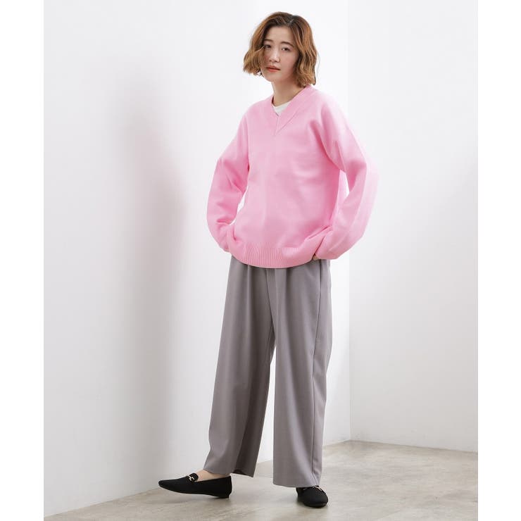 ラフさときれいめを両立する、大人のスウェットライクVネックニット | grove | 詳細画像9 