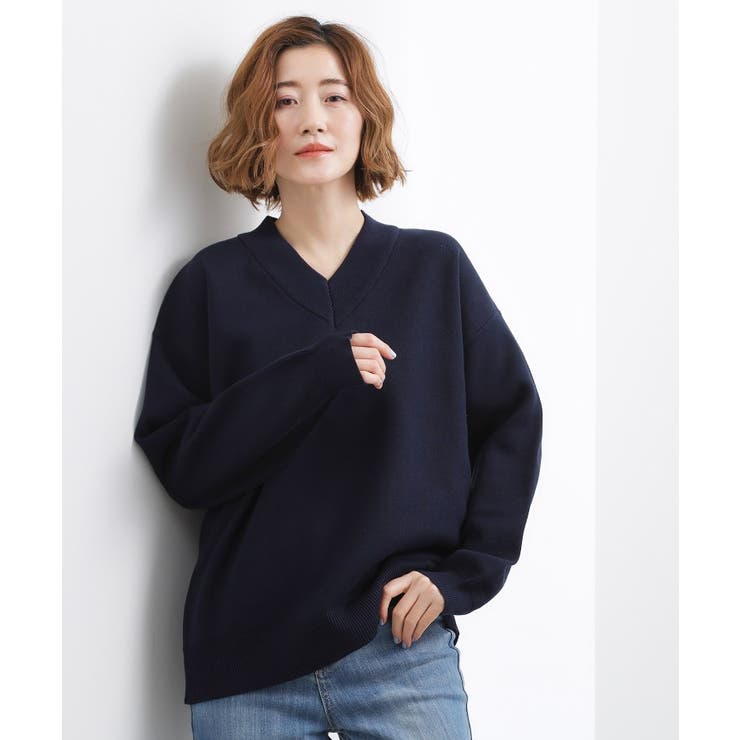 ラフさときれいめを両立する、大人のスウェットライクVネックニット | grove | 詳細画像12 