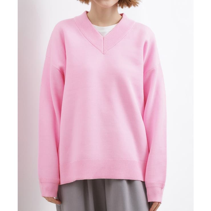 ラフさときれいめを両立する、大人のスウェットライクVネックニット | grove | 詳細画像15 