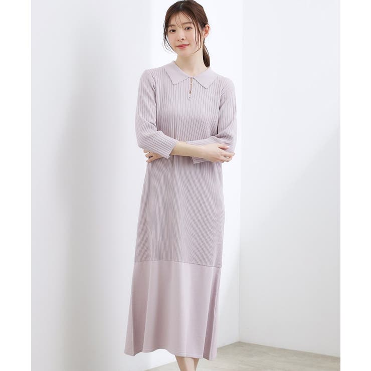 ラベンダーグレー(080) | ポロニットワンピース | grove