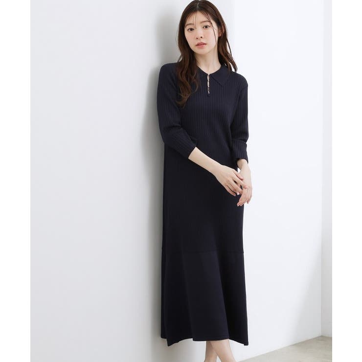 ネイビー(094) | ポロニットワンピース | grove
