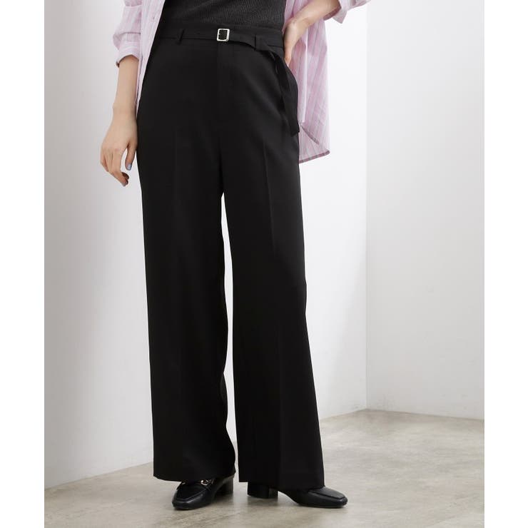 ブラック(019) | ベルトワイドパンツ | grove