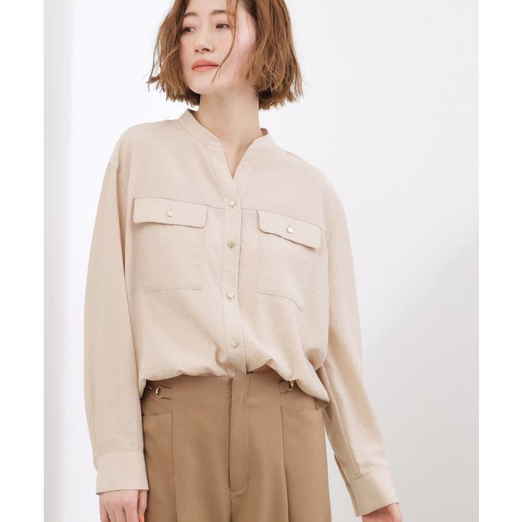 ピンクベージュ(053) | 【貴島明日香さん着用】お仕事も普段も。今どきワークシャツブラウス | grove