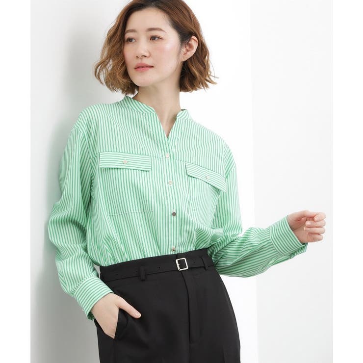 グリーンロンスト(322) | 【貴島明日香さん着用】お仕事も普段も。今どきワークシャツブラウス | grove